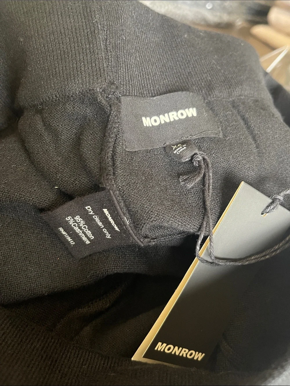 Monrow Kids Black Knit Jogger Pants with Tag